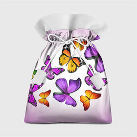 Подарочный 3D мешок с принтом Butterflies в Петрозаводске, 100% полиэстер | Размер: 29*39 см | бабочки | белый | картинка | лето | природа | рисунок | розовый | цвета