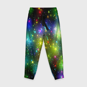 Детские брюки 3D с принтом Звёзды в Петрозаводске, 100% полиэстер | манжеты по низу, эластичный пояс регулируется шнурком, по бокам два кармана без застежек, внутренняя часть кармана из мелкой сетки | вселенная | галактика | звезды
