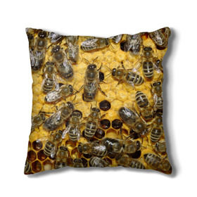Подушка 3D с принтом Пчела в Петрозаводске, наволочка – 100% полиэстер, наполнитель – холлофайбер (легкий наполнитель, не вызывает аллергию). | состоит из подушки и наволочки. Наволочка на молнии, легко снимается для стирки | Тематика изображения на принте: лето | мед | насекомые | оса | природа | пчелы | шмель