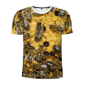 Мужская футболка 3D спортивная с принтом Пчела в Петрозаводске, 100% полиэстер с улучшенными характеристиками | приталенный силуэт, круглая горловина, широкие плечи, сужается к линии бедра | лето | мед | насекомые | оса | природа | пчелы | шмель