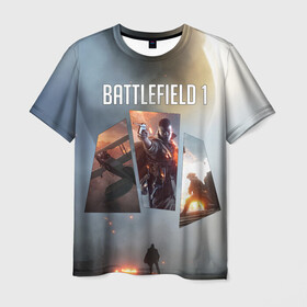 Мужская футболка 3D с принтом Battlefield 1 в Петрозаводске, 100% полиэфир | прямой крой, круглый вырез горловины, длина до линии бедер | battlefield | батла | батлфилд