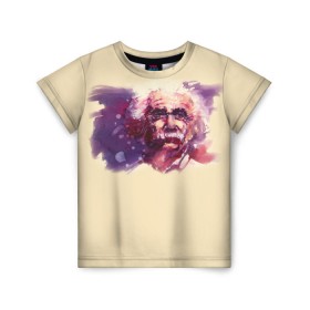 Детская футболка 3D с принтом Альберт Эйнштейн (Art) в Петрозаводске, 100% гипоаллергенный полиэфир | прямой крой, круглый вырез горловины, длина до линии бедер, чуть спущенное плечо, ткань немного тянется | акварель | живопись | прикол | студент | эйнштейн