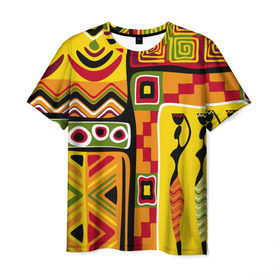 Мужская футболка 3D с принтом Африка в Петрозаводске, 100% полиэфир | прямой крой, круглый вырез горловины, длина до линии бедер | орнамент | этнический | этно | яркий