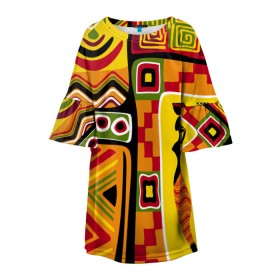 Детское платье 3D с принтом Африка в Петрозаводске, 100% полиэстер | прямой силуэт, чуть расширенный к низу. Круглая горловина, на рукавах — воланы | орнамент | этнический | этно | яркий