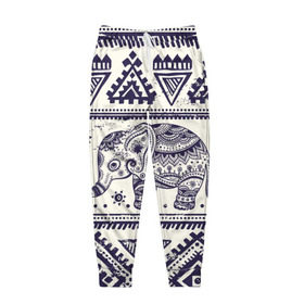 Мужские брюки 3D с принтом Африка в Петрозаводске, 100% полиэстер | манжеты по низу, эластичный пояс регулируется шнурком, по бокам два кармана без застежек, внутренняя часть кармана из мелкой сетки | орнамент | слон | этно