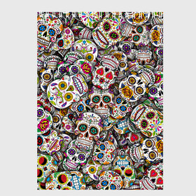 Скетчбук с принтом Мексиканские черепа в Петрозаводске, 100% бумага
 | 48 листов, плотность листов — 100 г/м2, плотность картонной обложки — 250 г/м2. Листы скреплены сверху удобной пружинной спиралью | calavera | sugar skull | день мертвых | мексика | традиция | узоры | цветы