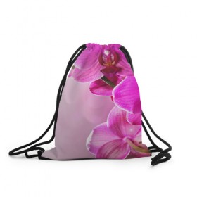 Рюкзак-мешок 3D с принтом Орхидея в Петрозаводске, 100% полиэстер | плотность ткани — 200 г/м2, размер — 35 х 45 см; лямки — толстые шнурки, застежка на шнуровке, без карманов и подкладки | 