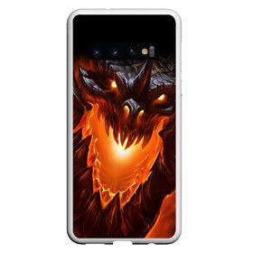Чехол для Samsung Galaxy S10 с принтом Огнедышащий дракон в Петрозаводске, Силикон | Область печати: задняя сторона чехла, без боковых панелей | дракон | змей | монстр | огонь | пасть | пламя | прикольные картинки