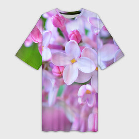 Платье-футболка 3D с принтом Сирень в Петрозаводске,  |  | лепестки | прикольные картинки | цветочки | цветы