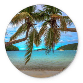 Коврик круглый с принтом Пальма в Петрозаводске, резина и полиэстер | круглая форма, изображение наносится на всю лицевую часть | море | отдых | отпуск | пальмы | пляж | солнце | туризм