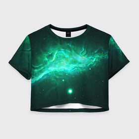 Женская футболка 3D укороченная с принтом Вселенная в Петрозаводске, 100% полиэстер | круглая горловина, длина футболки до линии талии, рукава с отворотами | 3д | вселенная | гравитация | звезда | космос | новая