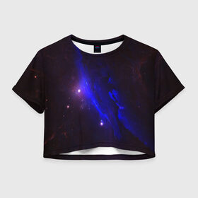 Женская футболка 3D укороченная с принтом Вселенная в Петрозаводске, 100% полиэстер | круглая горловина, длина футболки до линии талии, рукава с отворотами | 3д | вселенная | гравитация | звезда | космос | новая
