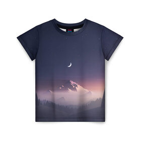 Детская футболка 3D с принтом Ночное небо в Петрозаводске, 100% гипоаллергенный полиэфир | прямой крой, круглый вырез горловины, длина до линии бедер, чуть спущенное плечо, ткань немного тянется | mountains | sky | space | астрономия | горы | космос | небо | ночное небо