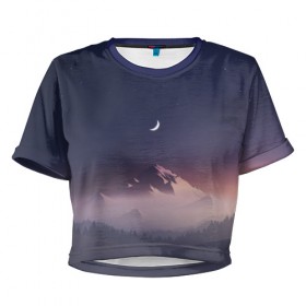 Женская футболка 3D укороченная с принтом Ночное небо в Петрозаводске, 100% полиэстер | круглая горловина, длина футболки до линии талии, рукава с отворотами | mountains | sky | space | астрономия | горы | космос | небо | ночное небо