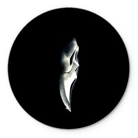 Коврик круглый с принтом Крик в Петрозаводске, резина и полиэстер | круглая форма, изображение наносится на всю лицевую часть | scream | крик | маска | ужастик | ужасы