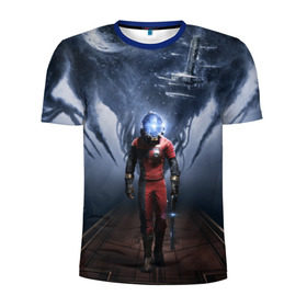 Мужская футболка 3D спортивная с принтом Prey в Петрозаводске, 100% полиэстер с улучшенными характеристиками | приталенный силуэт, круглая горловина, широкие плечи, сужается к линии бедра | prey | игра | космос