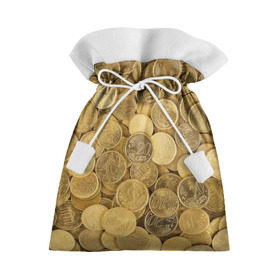 Подарочный 3D мешок с принтом монетки в Петрозаводске, 100% полиэстер | Размер: 29*39 см | деньги | евро | копейки | мелочёвка | мелочь | монеты