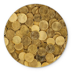 Коврик круглый с принтом монетки в Петрозаводске, резина и полиэстер | круглая форма, изображение наносится на всю лицевую часть | деньги | евро | копейки | мелочёвка | мелочь | монеты