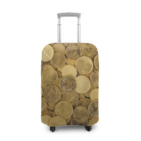 Чехол для чемодана 3D с принтом монетки в Петрозаводске, 86% полиэфир, 14% спандекс | двустороннее нанесение принта, прорези для ручек и колес | деньги | евро | копейки | мелочёвка | мелочь | монеты