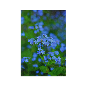 Обложка для паспорта матовая кожа с принтом синие цветочки в Петрозаводске, натуральная матовая кожа | размер 19,3 х 13,7 см; прозрачные пластиковые крепления | Тематика изображения на принте: 