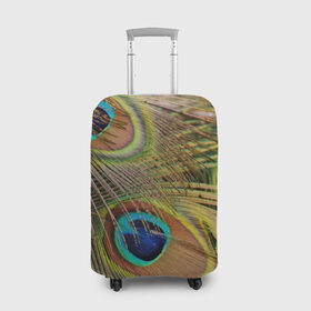 Чехол для чемодана 3D с принтом перо павлина в Петрозаводске, 86% полиэфир, 14% спандекс | двустороннее нанесение принта, прорези для ручек и колес | Тематика изображения на принте: павлин | перо | перышки | птица