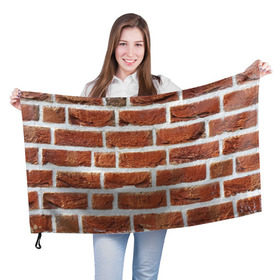 Флаг 3D с принтом старая кирпичная стена в Петрозаводске, 100% полиэстер | плотность ткани — 95 г/м2, размер — 67 х 109 см. Принт наносится с одной стороны | камни | кирпич | постройка | стена | стройка | цемент