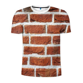 Мужская футболка 3D спортивная с принтом старая кирпичная стена в Петрозаводске, 100% полиэстер с улучшенными характеристиками | приталенный силуэт, круглая горловина, широкие плечи, сужается к линии бедра | камни | кирпич | постройка | стена | стройка | цемент