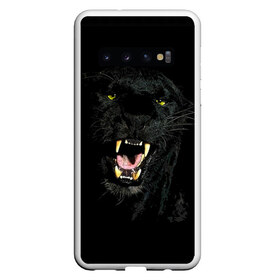 Чехол для Samsung Galaxy S10 с принтом Чёрная пантера в Петрозаводске, Силикон | Область печати: задняя сторона чехла, без боковых панелей | Тематика изображения на принте: кошка | оскал | пантера | прикольные картинки