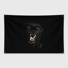Флаг-баннер с принтом Чёрная пантера в Петрозаводске, 100% полиэстер | размер 67 х 109 см, плотность ткани — 95 г/м2; по краям флага есть четыре люверса для крепления | кошка | оскал | пантера | прикольные картинки