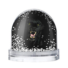 Снежный шар с принтом Чёрная пантера в Петрозаводске, Пластик | Изображение внутри шара печатается на глянцевой фотобумаге с двух сторон | кошка | оскал | пантера | прикольные картинки