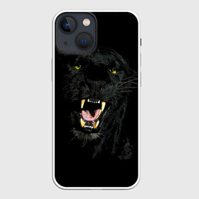 Чехол для iPhone 13 mini с принтом Чёрная пантера в Петрозаводске,  |  | кошка | оскал | пантера | прикольные картинки