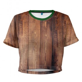 Женская футболка 3D укороченная с принтом паркет в Петрозаводске, 100% полиэстер | круглая горловина, длина футболки до линии талии, рукава с отворотами | бревна | дерево | доски | паркет | пол