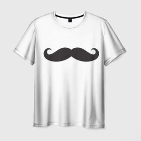 Мужская футболка 3D с принтом Усатый парень в Петрозаводске, 100% полиэфир | прямой крой, круглый вырез горловины, длина до линии бедер | усы