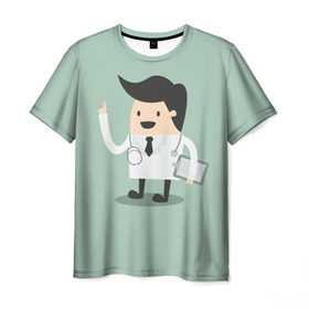 Мужская футболка 3D с принтом Доктор в Петрозаводске, 100% полиэфир | прямой крой, круглый вырез горловины, длина до линии бедер | doctor | house md | md | врач | дантист | доктор | мед работник | медецина | медик | хирург