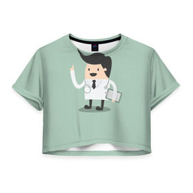 Женская футболка 3D укороченная с принтом Доктор в Петрозаводске, 100% полиэстер | круглая горловина, длина футболки до линии талии, рукава с отворотами | doctor | house md | md | врач | дантист | доктор | мед работник | медецина | медик | хирург