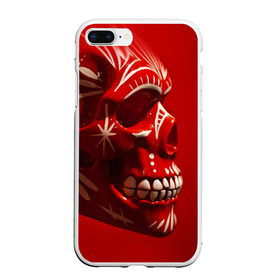 Чехол для iPhone 7Plus/8 Plus матовый с принтом Красный череп в Петрозаводске, Силикон | Область печати: задняя сторона чехла, без боковых панелей | red | дьявол | красный | монстр | прикольные картинки | череп