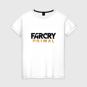 Женская футболка хлопок с принтом Far cry primal logo в Петрозаводске, 100% хлопок | прямой крой, круглый вырез горловины, длина до линии бедер, слегка спущенное плечо | 