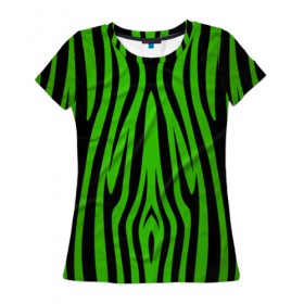 Женская футболка 3D с принтом Зебра в Петрозаводске, 100% полиэфир ( синтетическое хлопкоподобное полотно) | прямой крой, круглый вырез горловины, длина до линии бедер | sea | summer | африка | вода | джунгли | зебра | леопард | лето | море | океан | пляж | полосы | принт | тигр