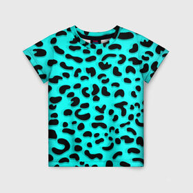 Детская футболка 3D с принтом Леопард в Петрозаводске, 100% гипоаллергенный полиэфир | прямой крой, круглый вырез горловины, длина до линии бедер, чуть спущенное плечо, ткань немного тянется | sea | summer | африка | вода | джунгли | зебра | леопард | лето | море | океан | пляж | полосы | принт | тигр
