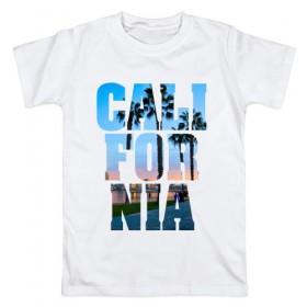 Мужская футболка хлопок с принтом Калифорния 2 в Петрозаводске, 100% хлопок | прямой крой, круглый вырез горловины, длина до линии бедер, слегка спущенное плечо. | калифорния | отдых | страны