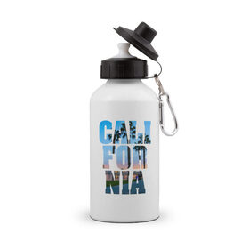 Бутылка спортивная с принтом Калифорния 2 в Петрозаводске, металл | емкость — 500 мл, в комплекте две пластиковые крышки и карабин для крепления | калифорния | отдых | страны