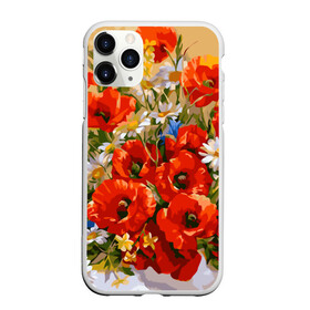 Чехол для iPhone 11 Pro матовый с принтом Маки в Петрозаводске, Силикон |  | art | daisy | drawing | field | flowers | poppies | poppy | red | white | арт | белые | красные | мак | маки | полевые | рисунок | ромашки | цветы