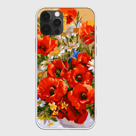 Чехол для iPhone 12 Pro Max с принтом Маки в Петрозаводске, Силикон |  | art | daisy | drawing | field | flowers | poppies | poppy | red | white | арт | белые | красные | мак | маки | полевые | рисунок | ромашки | цветы