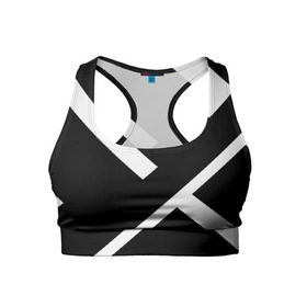 Женский спортивный топ 3D с принтом Black and White в Петрозаводске, 82% полиэстер, 18% спандекс Ткань безопасна для здоровья, позволяет коже дышать, не мнется и не растягивается |  | белый | геометрия | полосы | черный