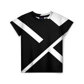 Детская футболка 3D с принтом Black and White в Петрозаводске, 100% гипоаллергенный полиэфир | прямой крой, круглый вырез горловины, длина до линии бедер, чуть спущенное плечо, ткань немного тянется | белый | геометрия | полосы | черный