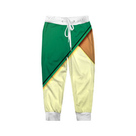 Детские брюки 3D с принтом Material color в Петрозаводске, 100% полиэстер | манжеты по низу, эластичный пояс регулируется шнурком, по бокам два кармана без застежек, внутренняя часть кармана из мелкой сетки | желтый | зеленый | полосы