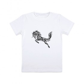 Детская футболка хлопок с принтом Black unicorn в Петрозаводске, 100% хлопок | круглый вырез горловины, полуприлегающий силуэт, длина до линии бедер | 