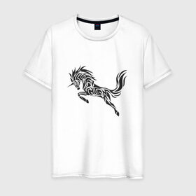 Мужская футболка хлопок с принтом Black unicorn в Петрозаводске, 100% хлопок | прямой крой, круглый вырез горловины, длина до линии бедер, слегка спущенное плечо. | 
