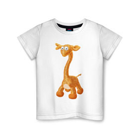 Детская футболка хлопок с принтом Луша жираф в Петрозаводске, 100% хлопок | круглый вырез горловины, полуприлегающий силуэт, длина до линии бедер | арт | животные | жираф | игрушки