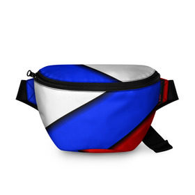 Поясная сумка 3D с принтом Российский флаг в Петрозаводске, 100% полиэстер | плотная ткань, ремень с регулируемой длиной, внутри несколько карманов для мелочей, основное отделение и карман с обратной стороны сумки застегиваются на молнию | косой | наклонный | триколор